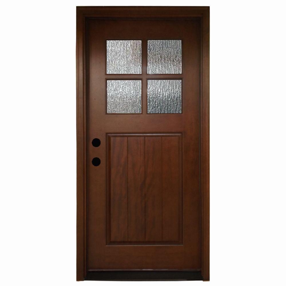 Steves Sons 36 In X 80 Cottage 4 Lite Rain Stained Gany Cottage 4 Lite Rain Stained Gany Prehung Front Door