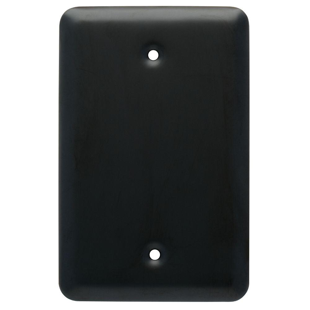 Liberty Stamped Round Single Blank Wall Plate, Flat Black126439 The