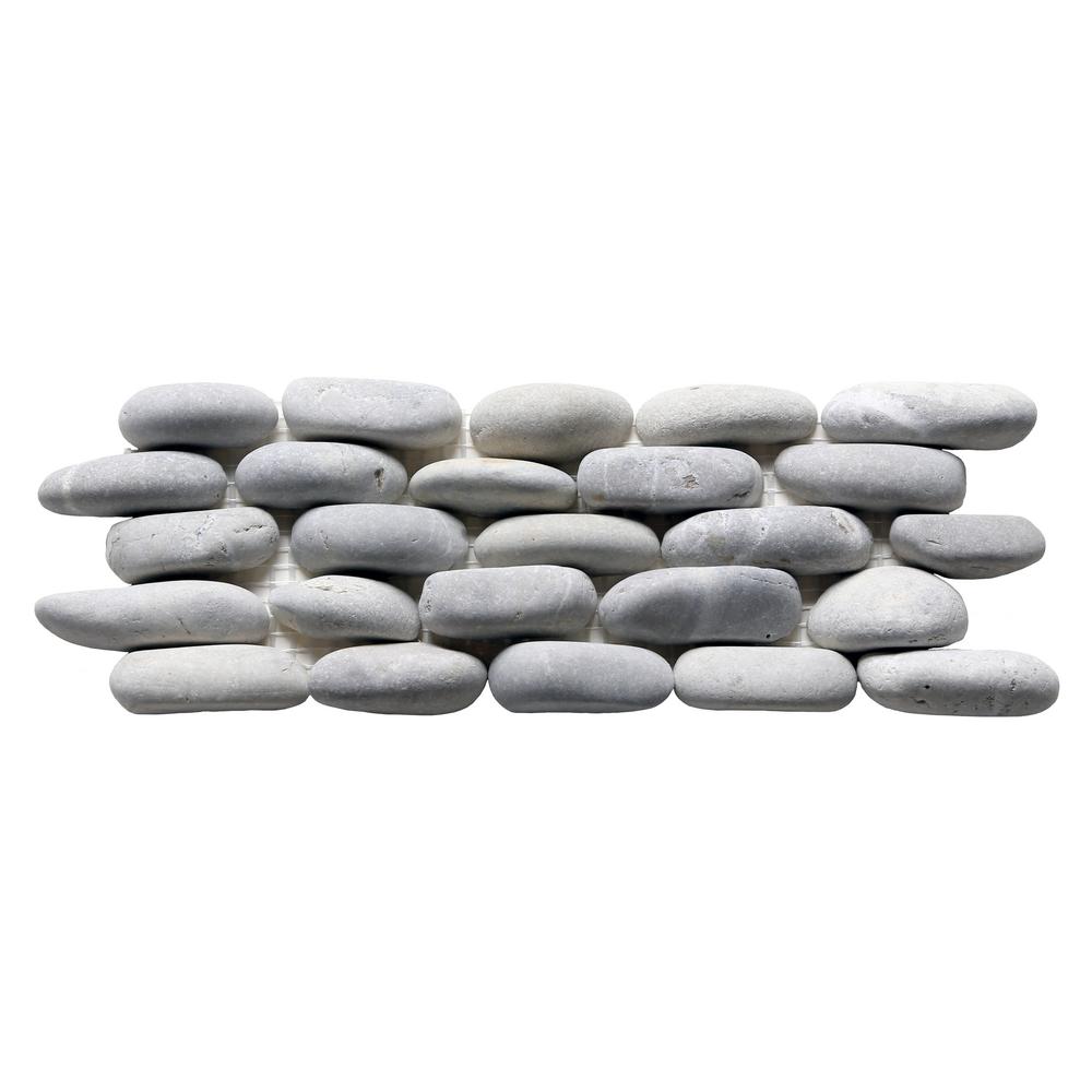 Solistone Standing Pebbles Silver Gray 4 In X 12 19 05 Mm Standing Pebbles Silver Gray 4 In X 12 19 05 Mm River Rock Mosaic Wall Tile 5 Sq Ft Case