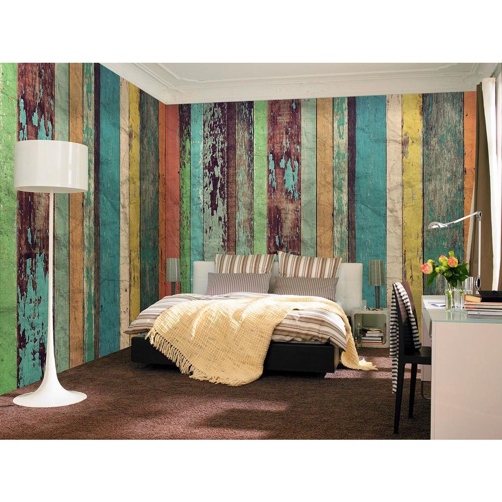 Ideal Decor 144 in. W x 100 in. H Colored Wood Wall Mural-DM966 - The