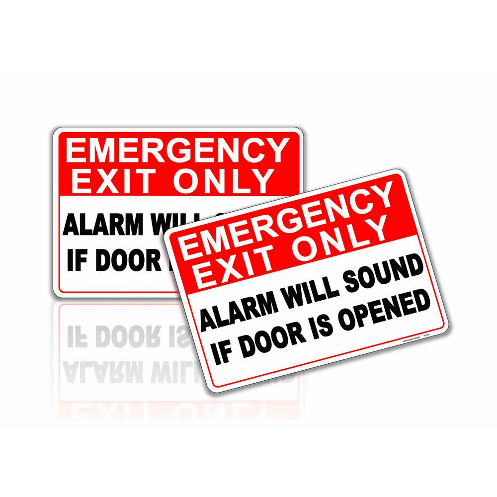 Safetysignsdepot 7 In X 10 In Emergency Exit Only Alarm Will Sound If Door Is Opened Sticker Pse 0306 The Home Depot