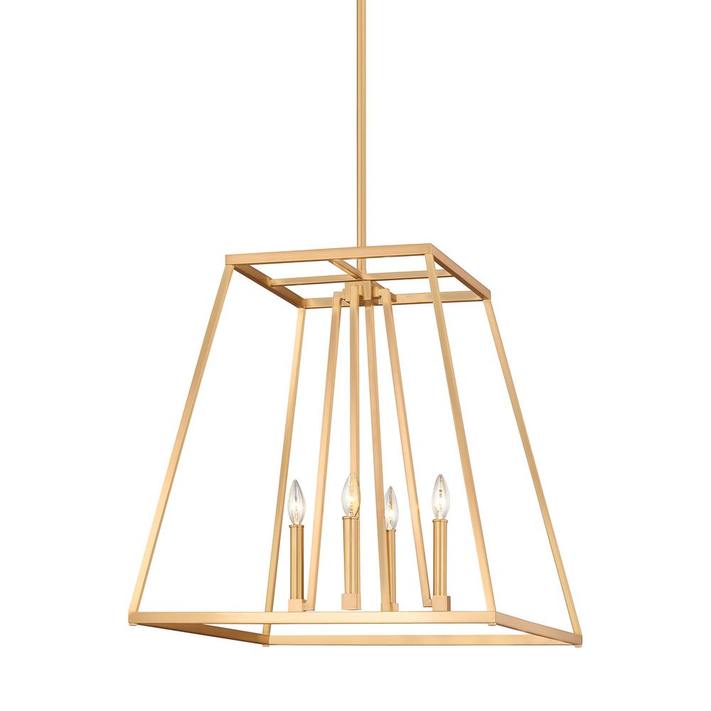 Brass Chandeliers Lighting The Home Depot Conant 4 Light Gilded Satin Brass Chandelier