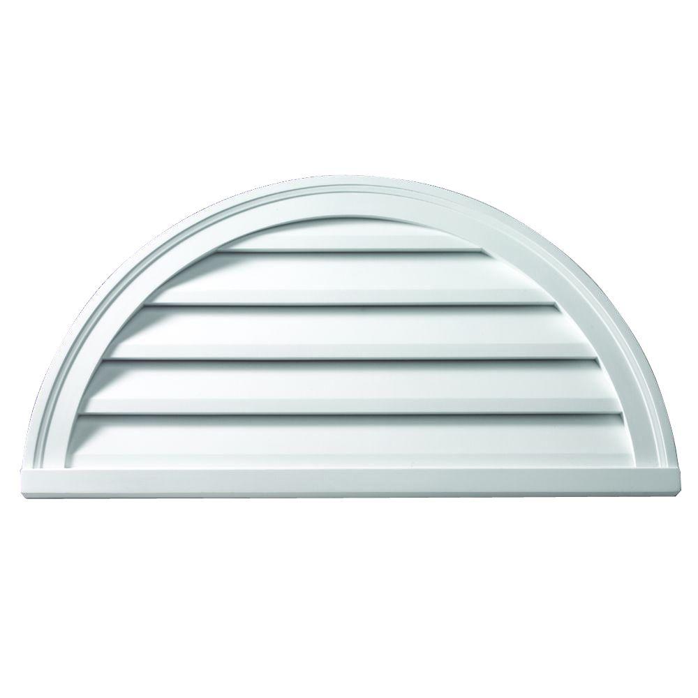 Fypon 60 in. x 30 in. x 2 in. Polyurethane Functional Half Round Louver