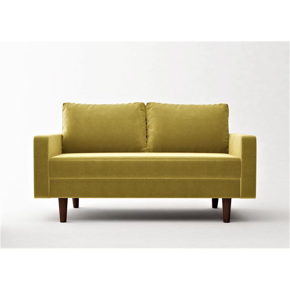 Us Pride Furniture Viva Golden Yellow Velvet 2 Seater Loveseat