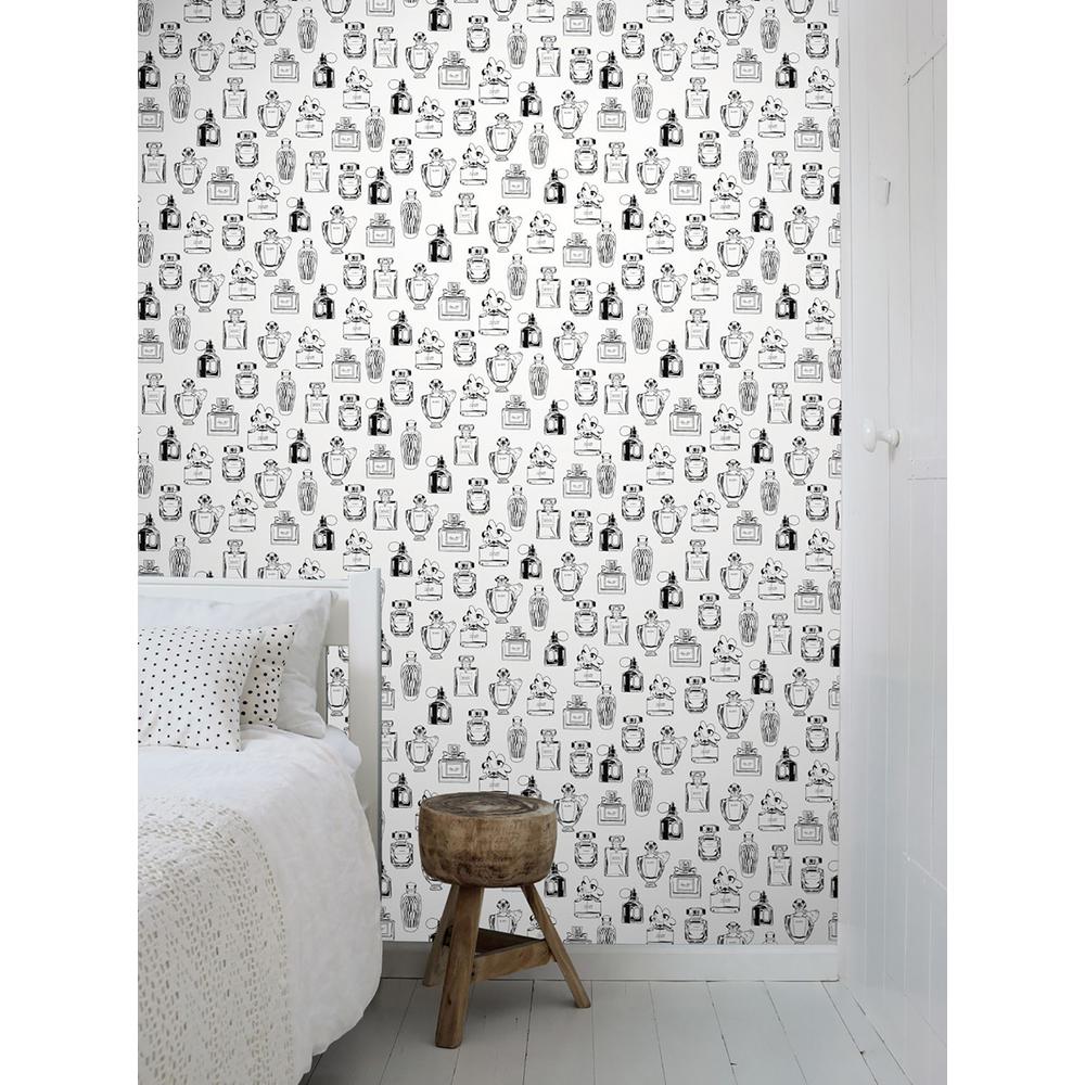 Chita White Perfume Bottles Paper Strippable Wallpaper Covers 56 4 Sq Ft Dd138855 The Home Depot