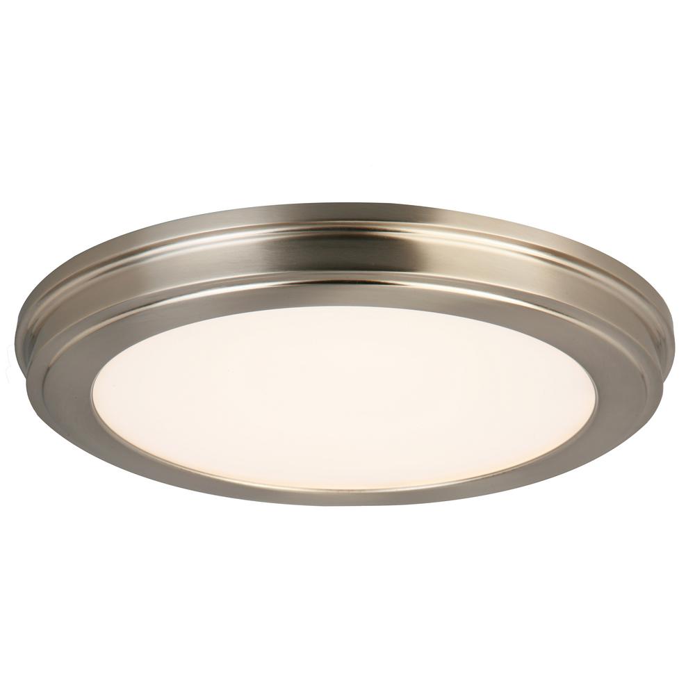 Commercial Electric 15 In Brushed Nickel Led Ceiling Flush Mount