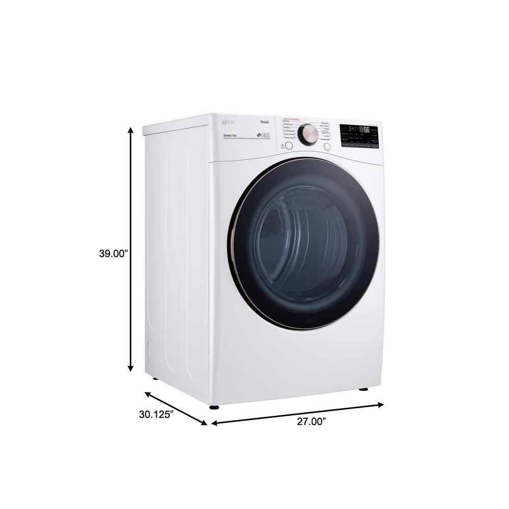 LG Electronics 7.4 cu. ft. White Ultra Large Capacity Electric Dryer with Sensor Dry, Turbo Steam