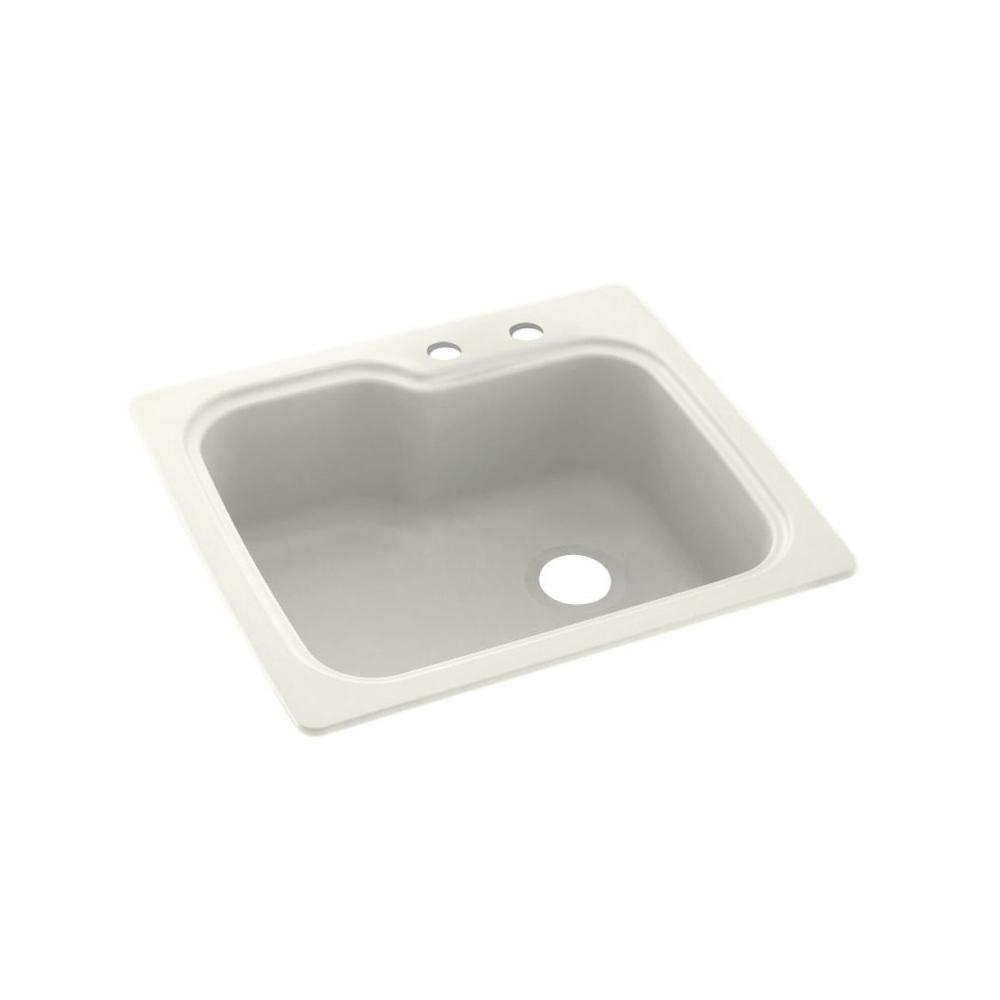 Swan Dual Mount Solid Surface 25 In X 22 In 2 Hole Single Bowl Kitchen Sink In White