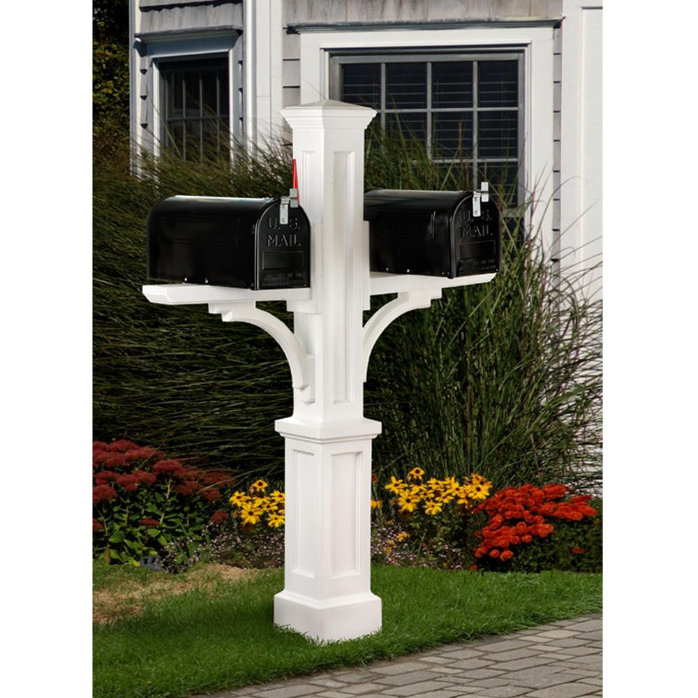 Mayne Westbrook Plus Plastic Mailbox Post, White-580A00000 - The Home Depot