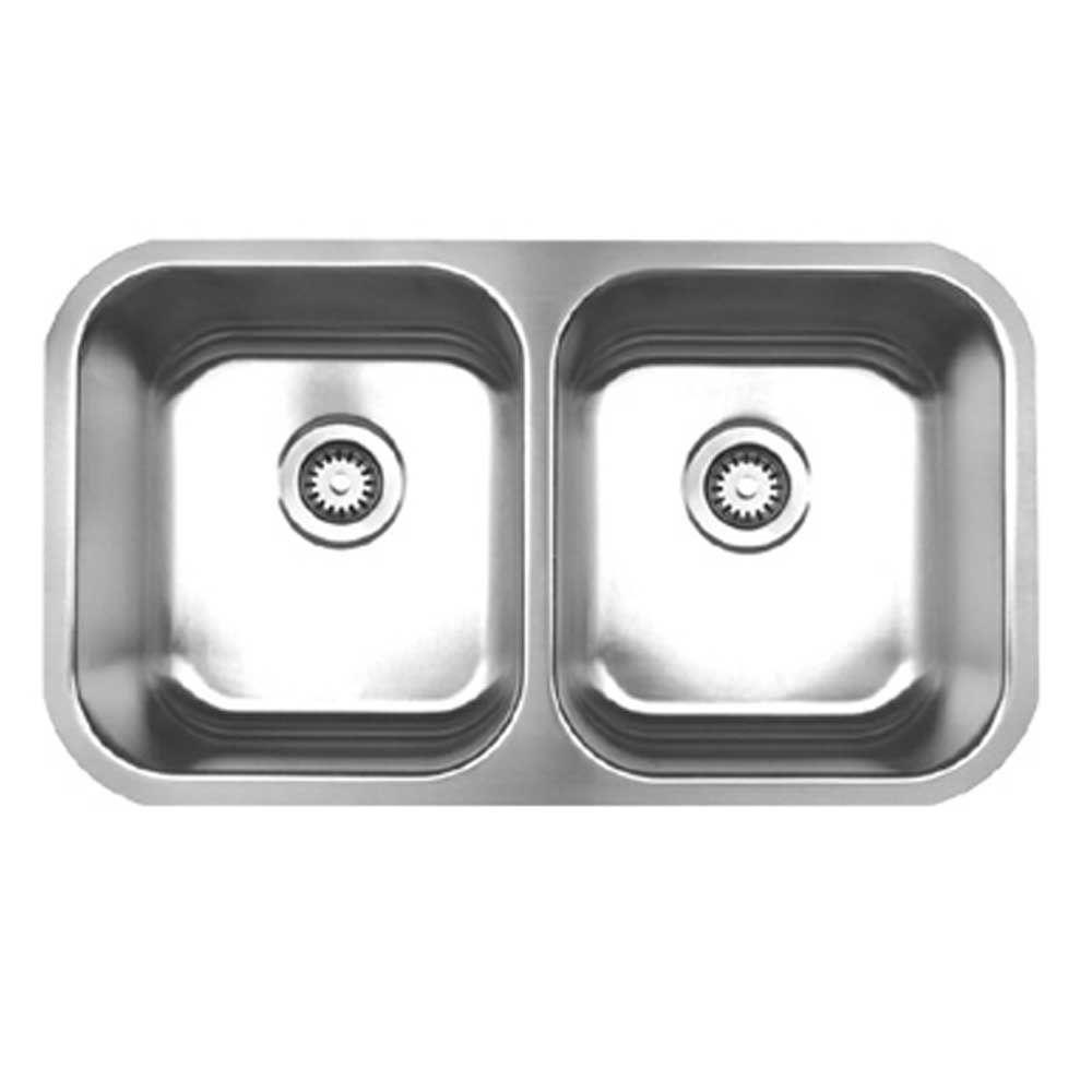 Whitehaus Collection Noah S Brushed Undermount Stainless Steel 31 375 In 0 Hole Double Bowl Kitchen Sink