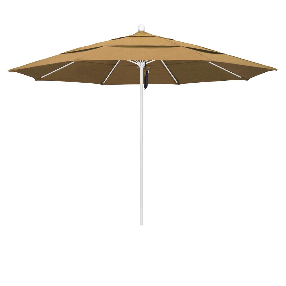 California Umbrella 11 ft. Matted White Fiberglass Market Patio ...