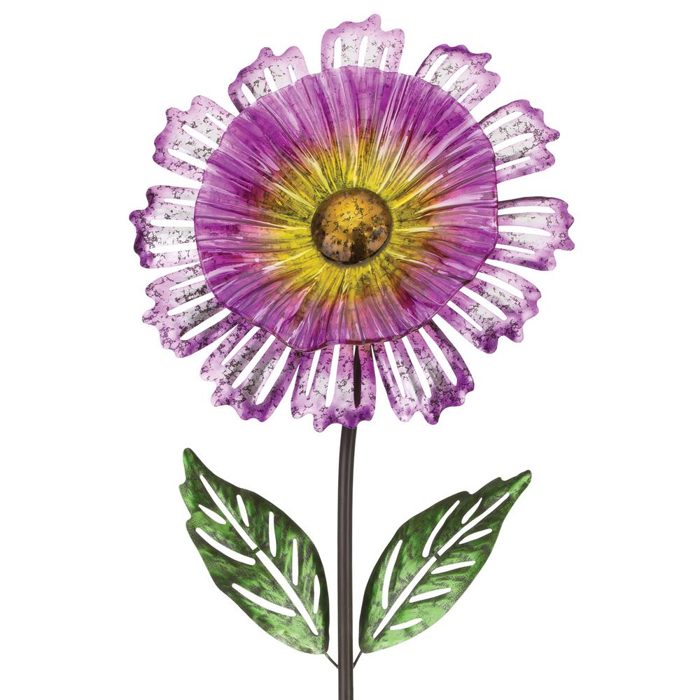 42 In Solar Purple Hydrangea Stake 92652 The Home Depot Cosmo Garden Flower Stake Purple
