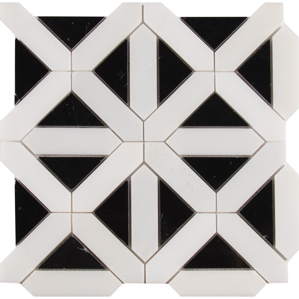 MSI Retro Fretwork 12 in. x 12 in. x 10 mm Polished Marble Mesh-Mounted