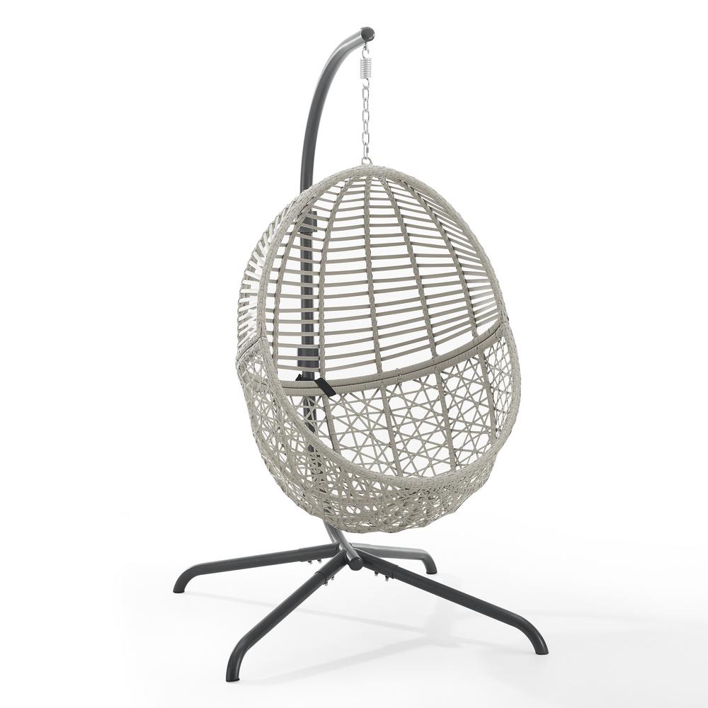 Crosley Furniture Lorelei 1 Person Light Gray Wicker Hanging Egg Patio Swing With Gray Cushion Co7273 Lg The Home Depot