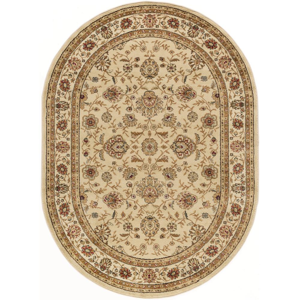Tayse Rugs Elegance Beige 7 ft. x 10 ft. Oval Indoor Area Rug5142