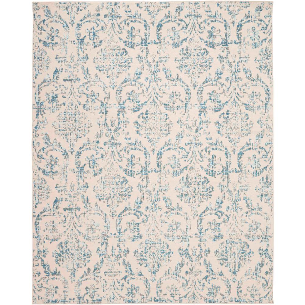 Nourison Jubilant JUB09 White and Blue 8'x10' Large Lowpile Rug478801