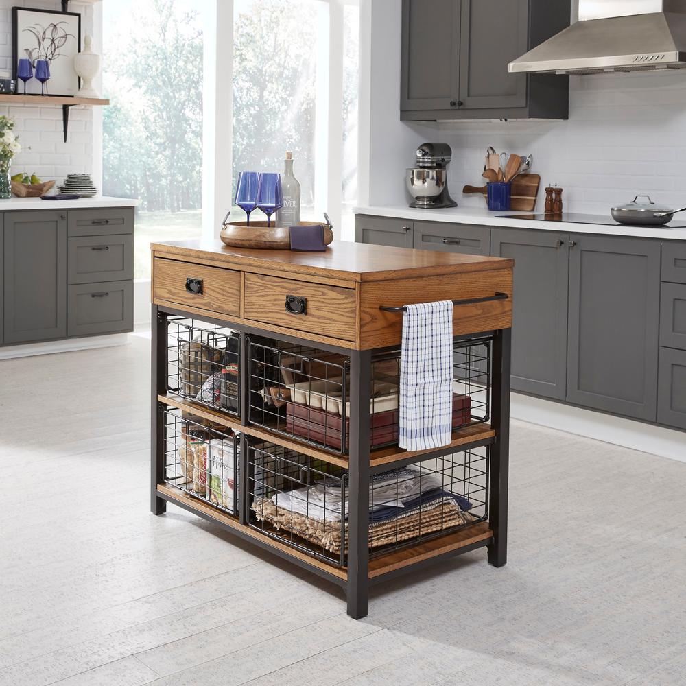 Homestyles Modern Craftsman Oak Kitchen Island With Wood Top 5050 94 The Home Depot