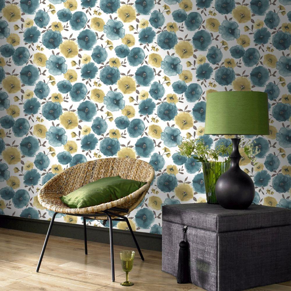 Graham & Brown Poppies Teal Wallpaper32429 The Home Depot