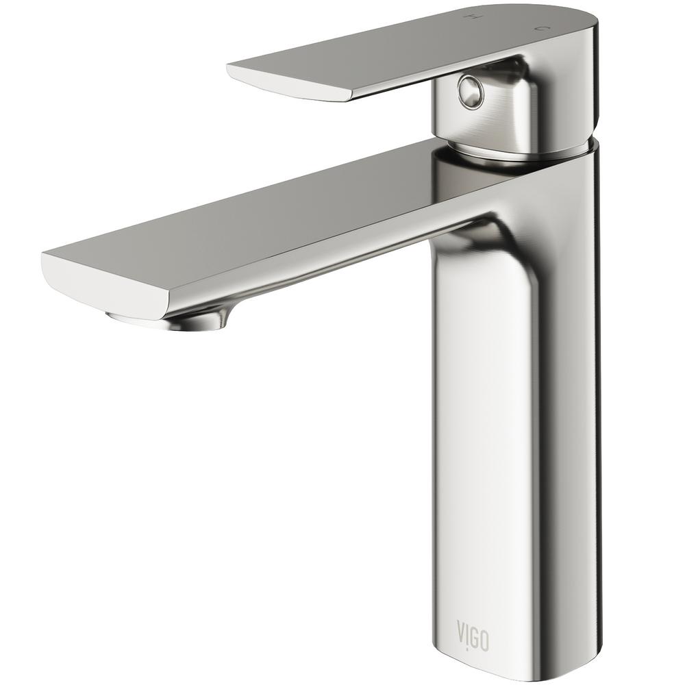 VIGO Davidson Single Hole Single-Handle Bathroom Faucet in Brushed Nickel (pickup cage)