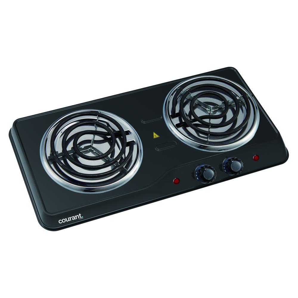 Courant Electric Double Burner Hot Plate In Black Ceb 2183k The