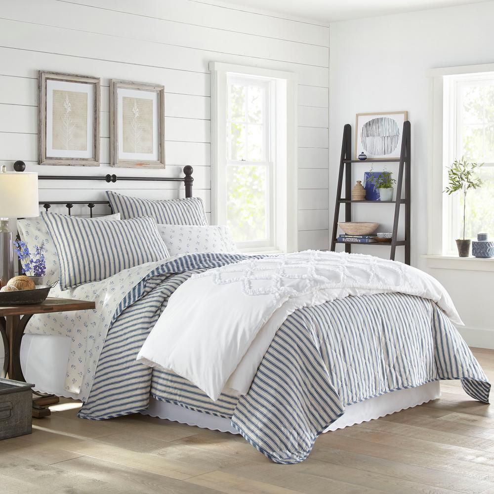 Stone Cottage Willow Way Ticking Stripe Navy 3 Piece Cotton Full Queen Quilt Sham Set Ushsa91145592 The Home Depot - Black And Ivory Ticking Bedding Stone Cottage Willow Way Ticking Stripe Navy 3 Piece Cotton Full Queen Quilt Sham Set Ushsa91145592 The Home Depot - Black And Ivory Ticking Bedding