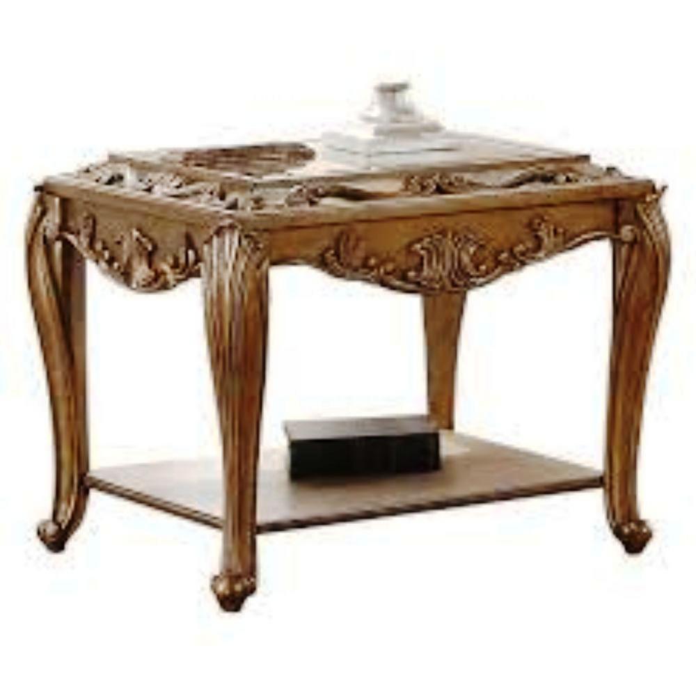 Homeroots Amelia Antique Gold Mirrored Top End Table 318986 The Homeroots Amelia Antique Gold Mirrored