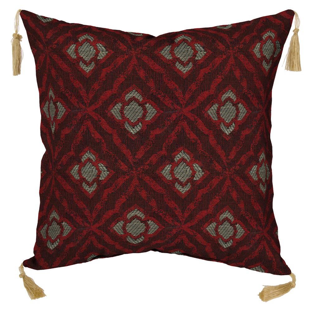 Bombay Outdoors Geo Floral Berry Square Outdoor Throw Pillow with