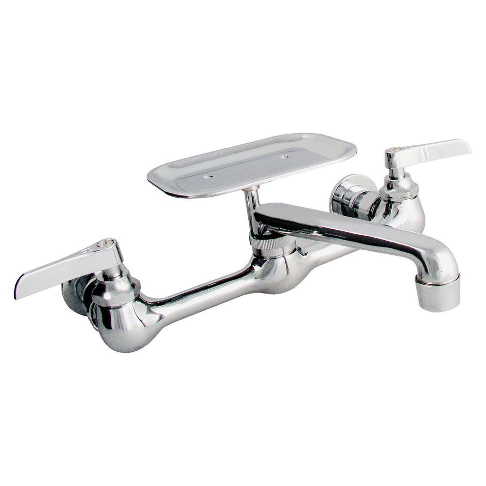 LDR Industries 2Handle Wall Mount Kitchen Faucet with Soap Dish in Chrome15728074 The Home Depot