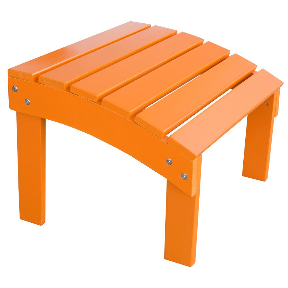 AmeriHome Tangerine Orange Wood Outdoor Ottoman Footrest with Painted