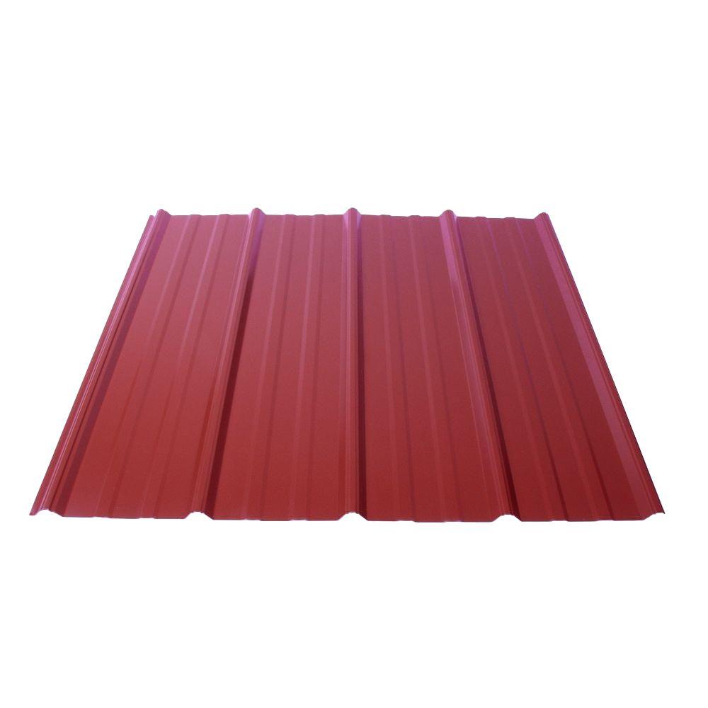Exposed Fastener Galvanized Steel Roof Panel in Brick Red. 
