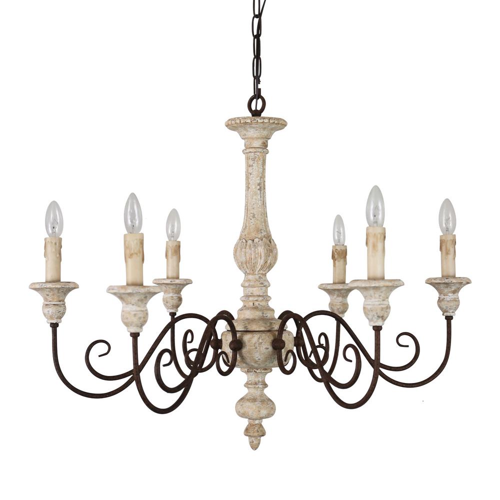 Unbranded 6 Light French Country Weathered Wood Chandelier Shabby Chic Wooden Chandelier For Living Room Dining Room Fc4008 The Home Depot