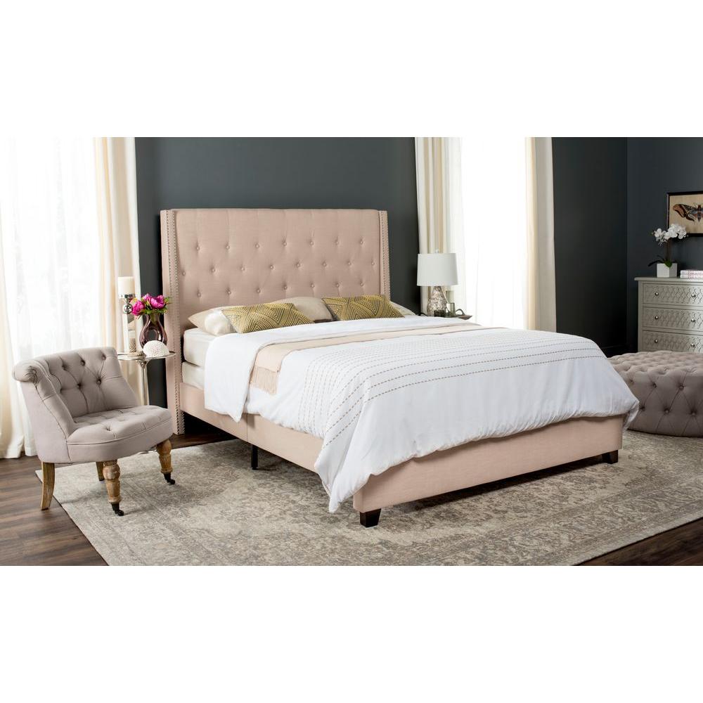 Safavieh Winslet Light Beige Queen Upholstered BedFOX6212BQ The