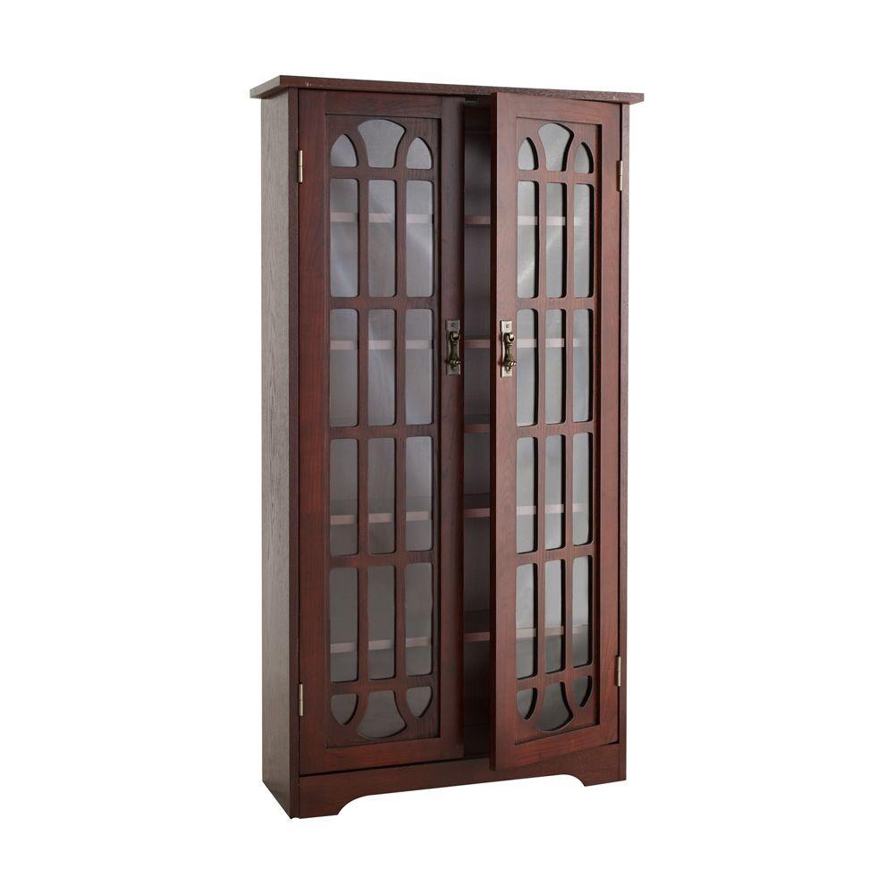 330 Disc Cherry Window Pane Media Cabinet Ms1073t The Home Depot