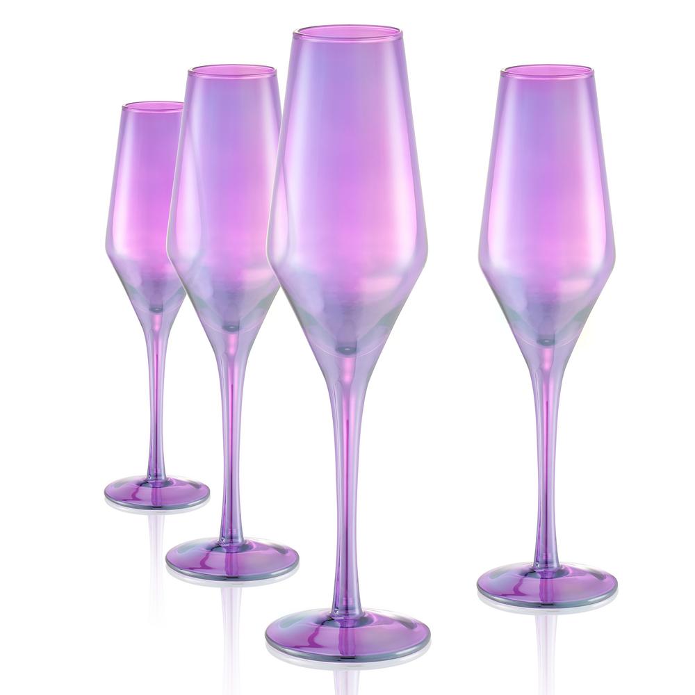 purple champagne flutes