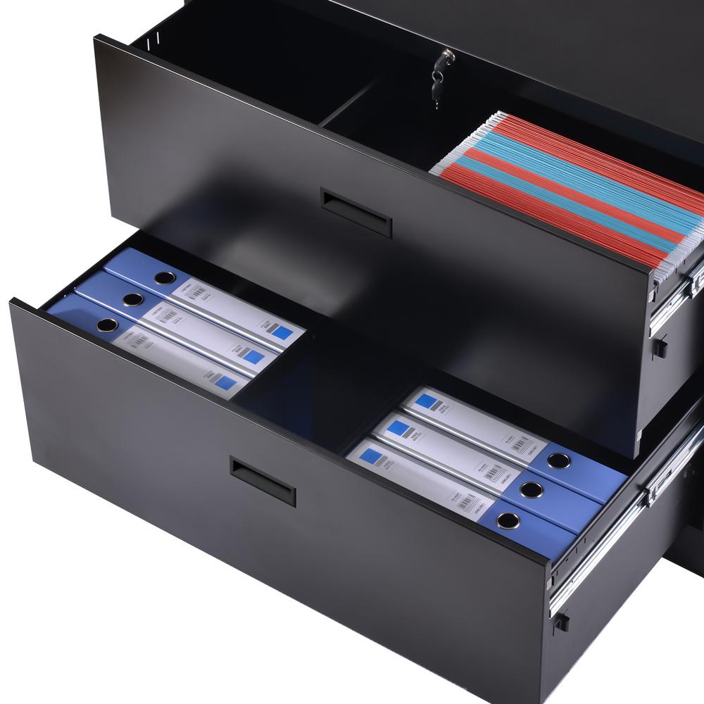 Merax Black 2 Drawer Anti Tilt Lateral File Cabinet Wf192120aab