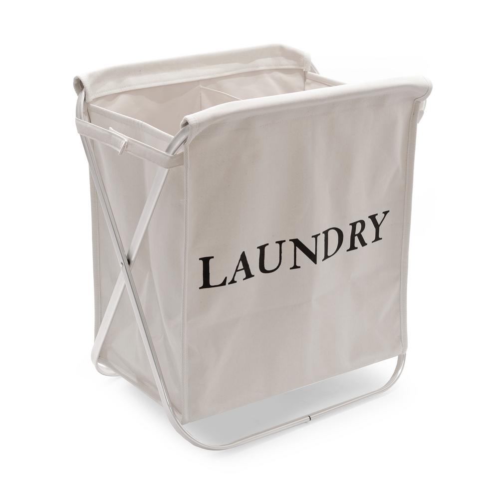 Organize It All Collapsible Chrome Laundry Hamper with Removable Canvas Liner