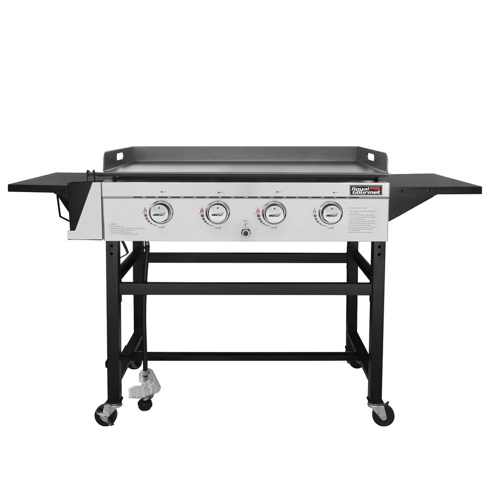Royal Gourmet 4-Burner Propane Gas Grill Griddle for Outdoor Cooking in Black, Silver