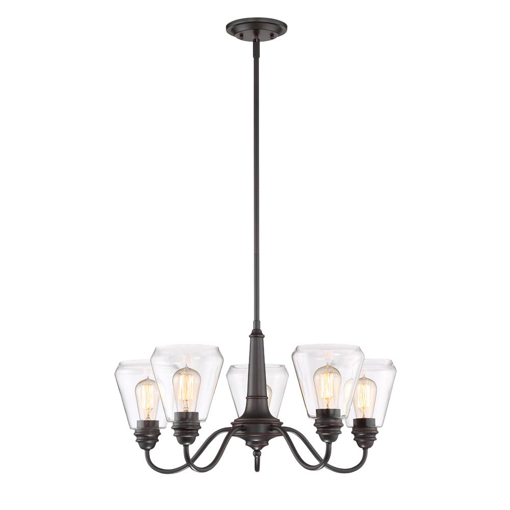Designers Fountain Foundry 5Light Satin Bronze Chandelier with Clear