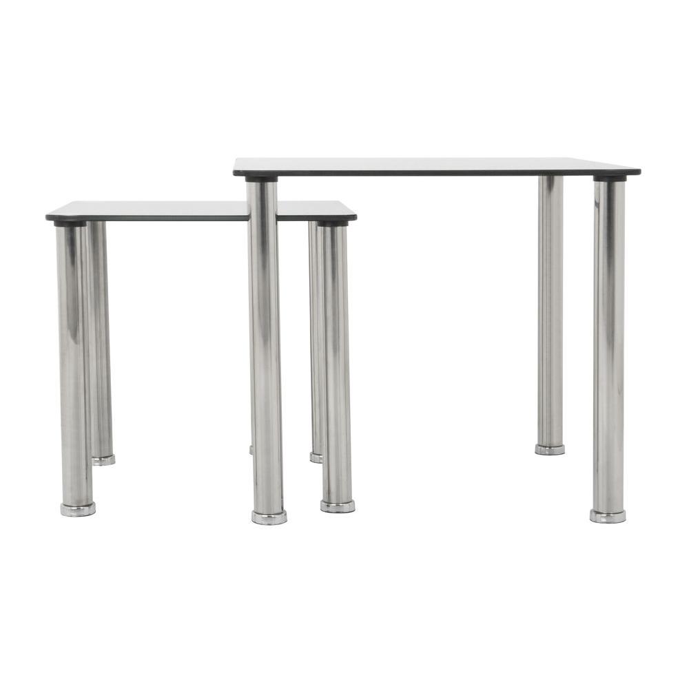 AVF Black Glass and Chrome Nesting Side / Lamp / End Tables (Set of ... AVF Black Glass and Chrome Nesting Side / Lamp / End Tables (Set of ...