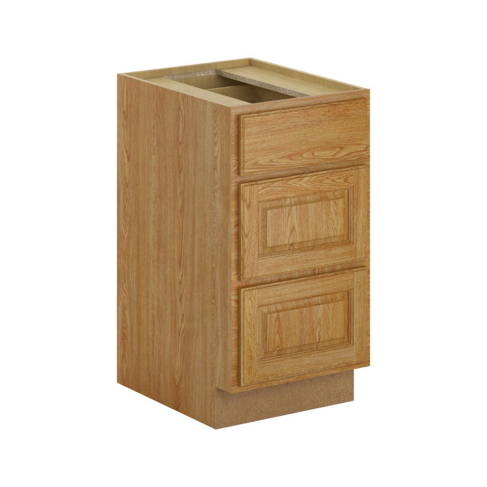Hampton Bay Madison Embled 18x34 5x24 In 3 Drawer Base Cabinet 3 Drawer Base Cabinet With Soft Close In Warm Oak