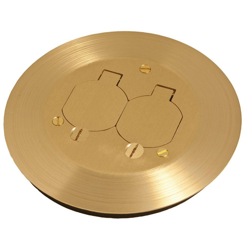 Raco Round Floor Box Cover Kit With Two Lift Lids For Use With 5511 Floor Box Solid Brass