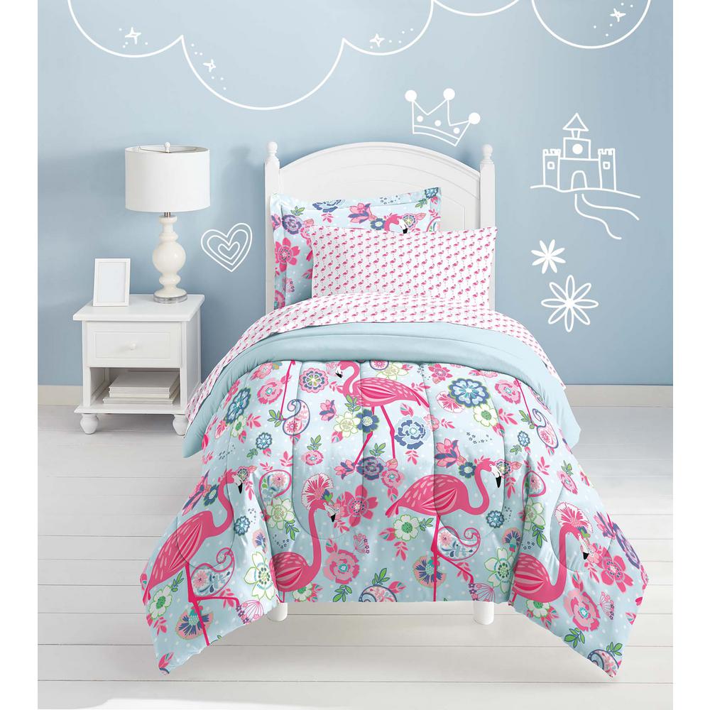 5 Piece Pink Flamingo Full Bed In A Bag