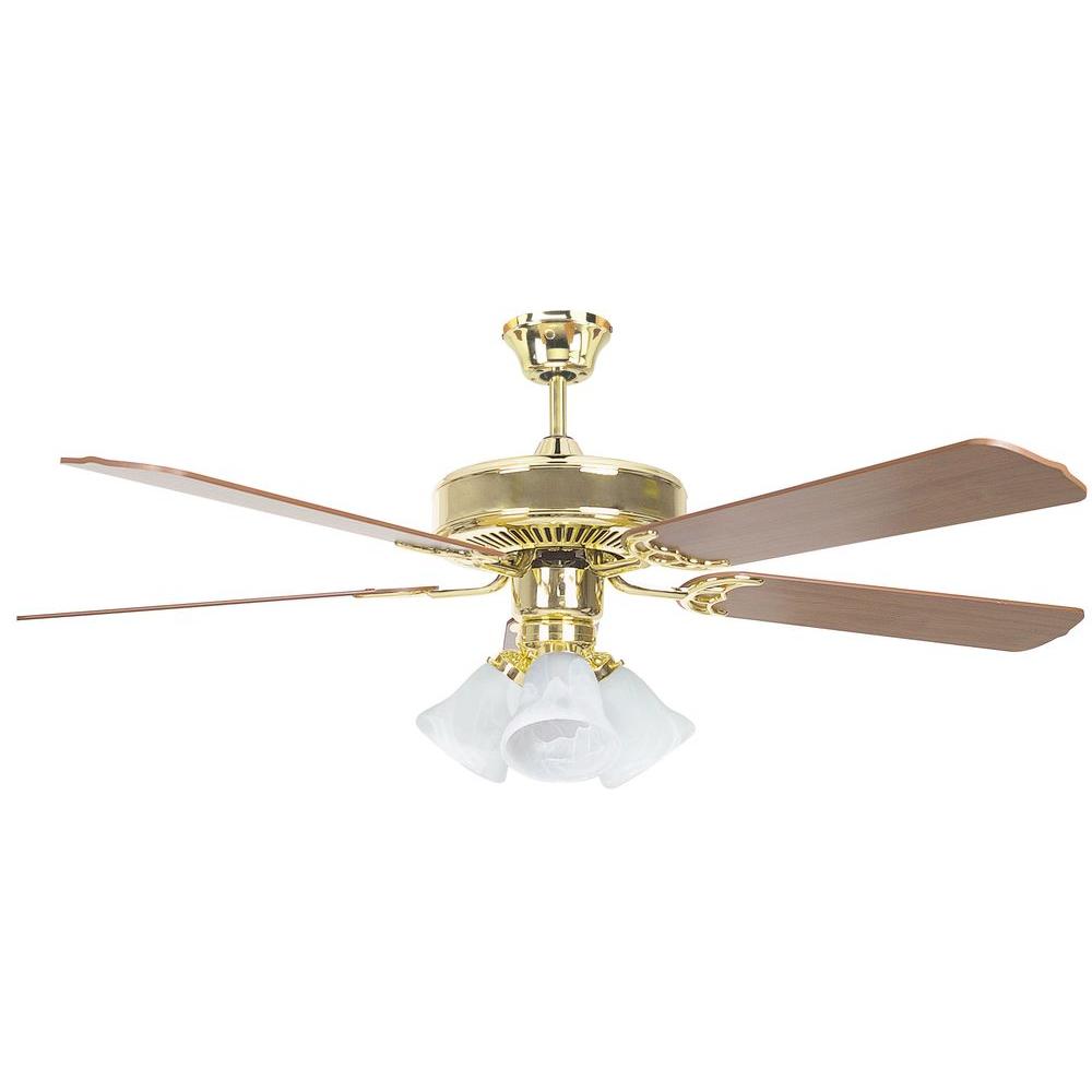 Radionic Hi Tech Tutor 52 In Polished Brass Ceiling Fan With Light Kit And 5 Blades