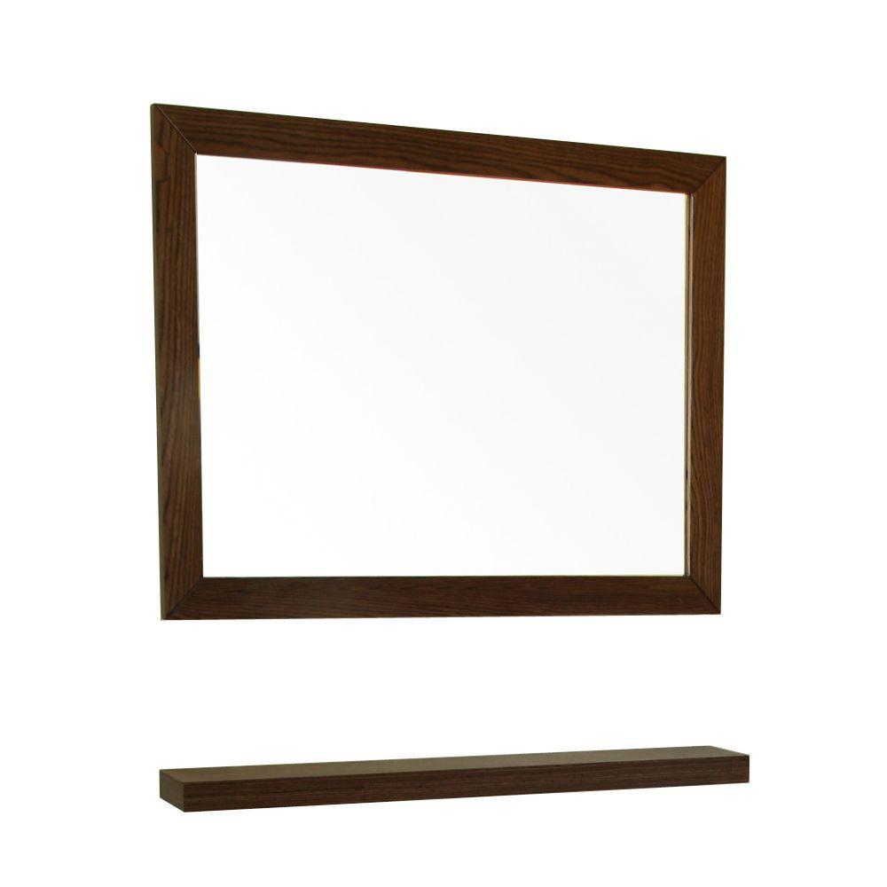 Walnut Bathroom Mirrors Bath The Home Depot L X 32 In W Wall Mirror Dark Walnut