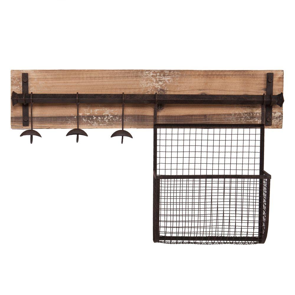 Southern Enterprises Distressed Fir Wall Mounted Coat Rack