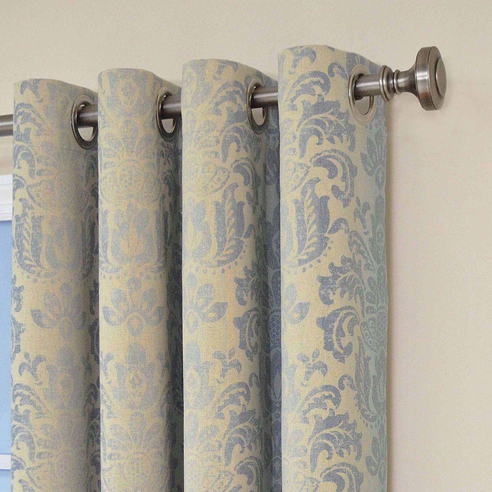 Eclipse Nadya Print Blackout Window Curtain Panel In Smokey Blue
