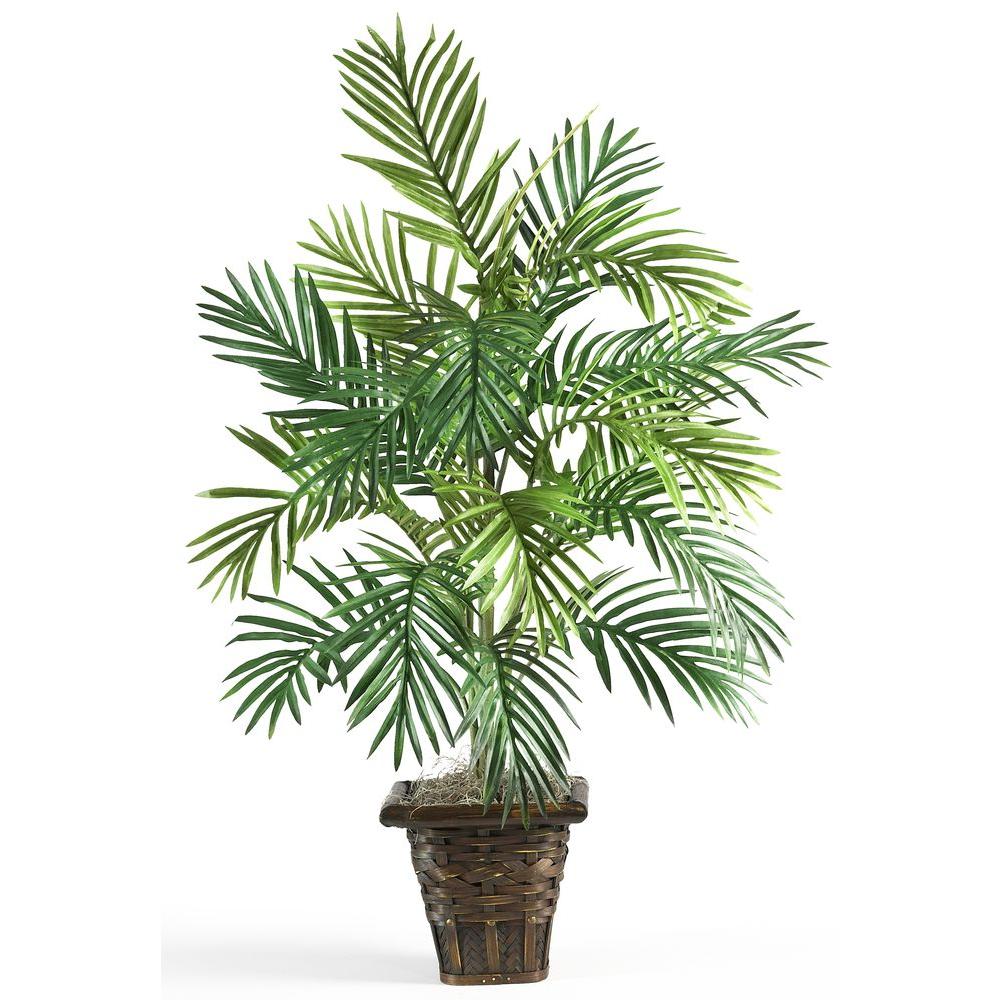 Nearly Natural 38 in. Areca Palm Silk Plant with Wicker Basket6536