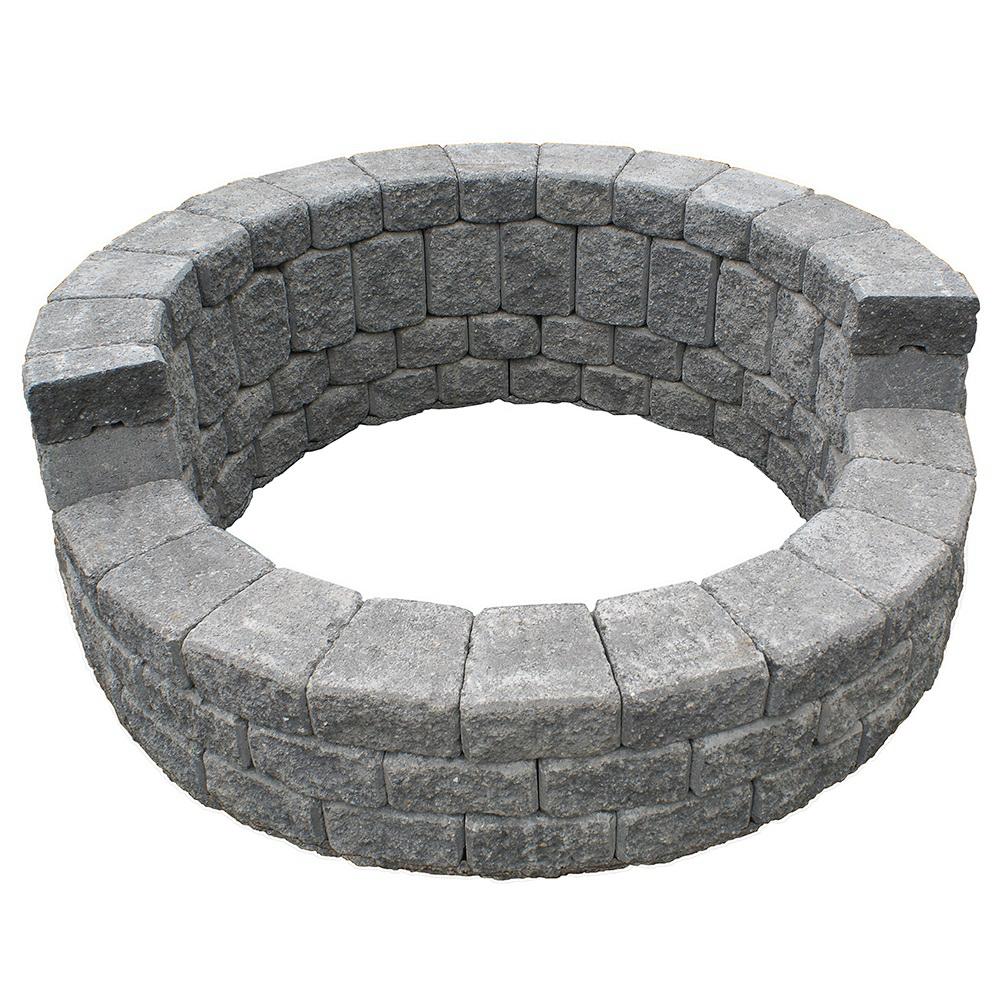 58 in. x 24 in. Concrete Romanstack High Back Fire Pit Kit in Cascade