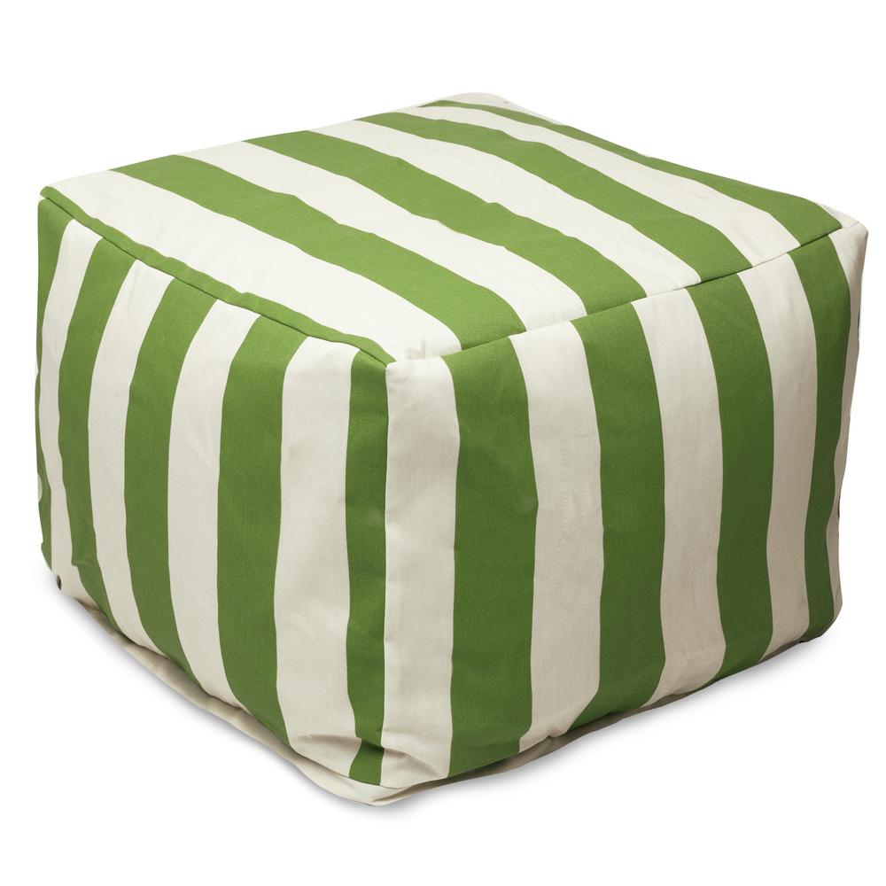 Majestic Home Goods Sage Vertical Stripe Indoor/Outdoor Ottoman Cushion