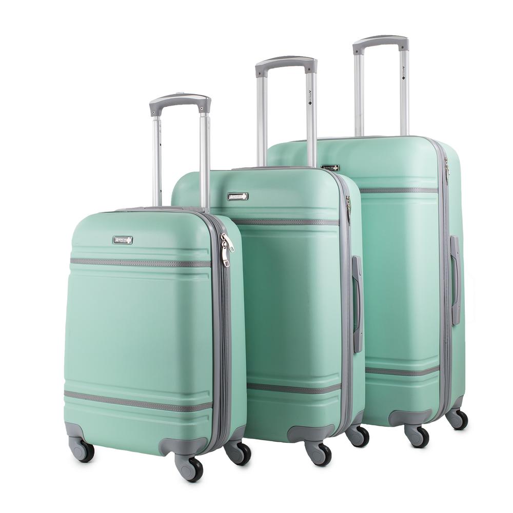 mint green hard shell suitcase